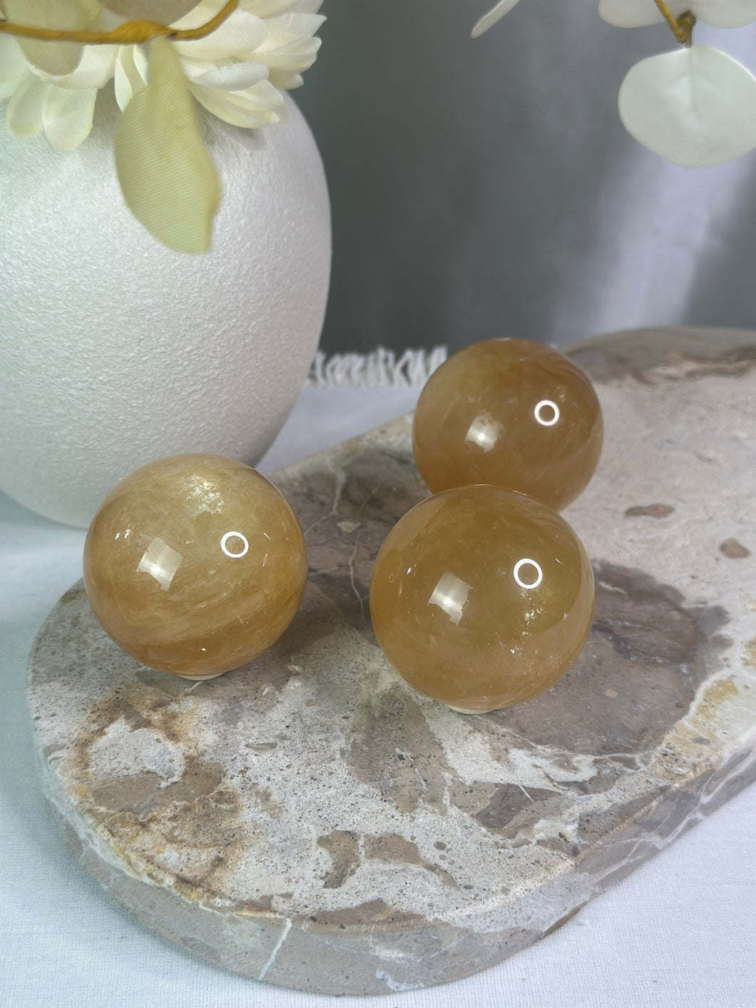 Honey Calcite Spheres #31