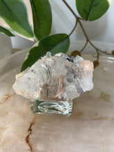 Load image into Gallery viewer, Glassy Green/Black Apophyllite Cubes~Peach Stillbite~Black/Silver Chalcedony Specimen #57A
