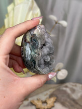 Load image into Gallery viewer, Mixed Amethyst x Moss Agate Sugar Druzy Egg #98
