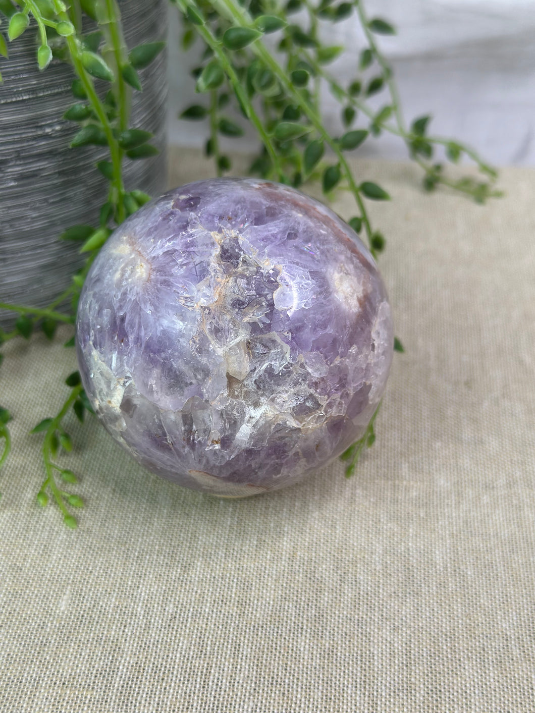 Amethyst x Flower Agate Sphere