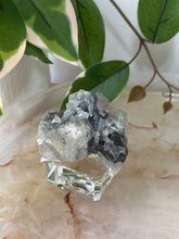 Load image into Gallery viewer, Glassy Green/Black Apophyllite Cubes~Peach Stillbite~Black/Silver Chalcedony Specimen #42
