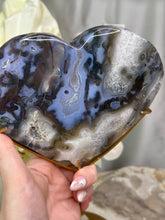 Load image into Gallery viewer, XXL Moss Agate Heart On Stand #222
