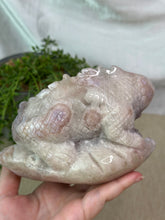 Load image into Gallery viewer, XXL Flower Agate x Pink Amethyst x Purple Amethyst Lizard Carving
