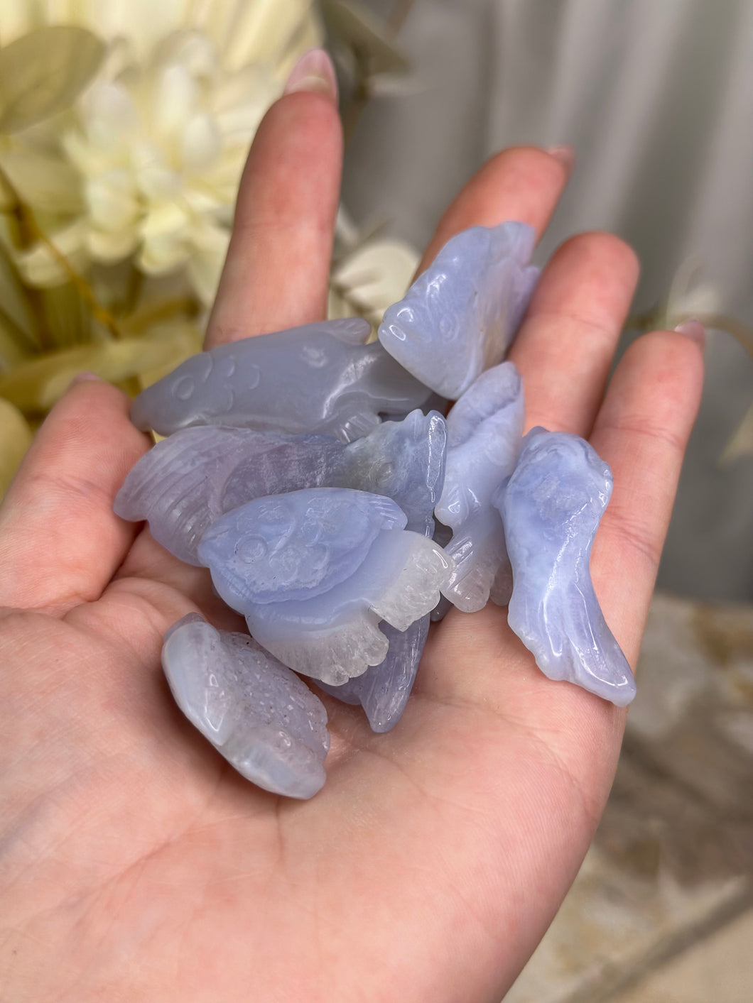 Blue Chalcedony Fish Carvings