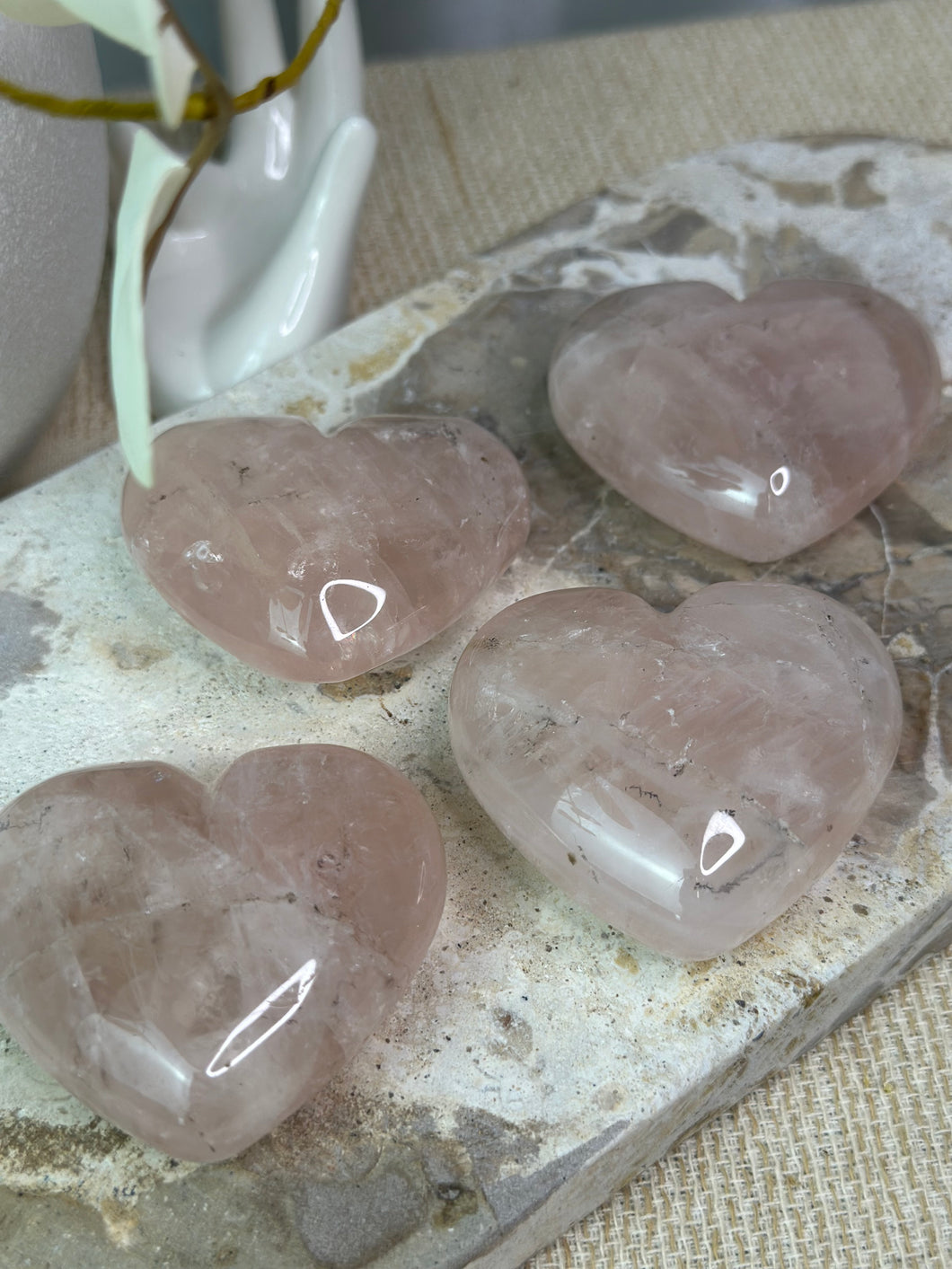 Rose Quartz Puffy Hearts