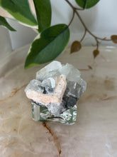 Load image into Gallery viewer, Glassy Green/Black Apophyllite Cubes~Peach Stillbite~Black/Silver Chalcedony Specimen #34
