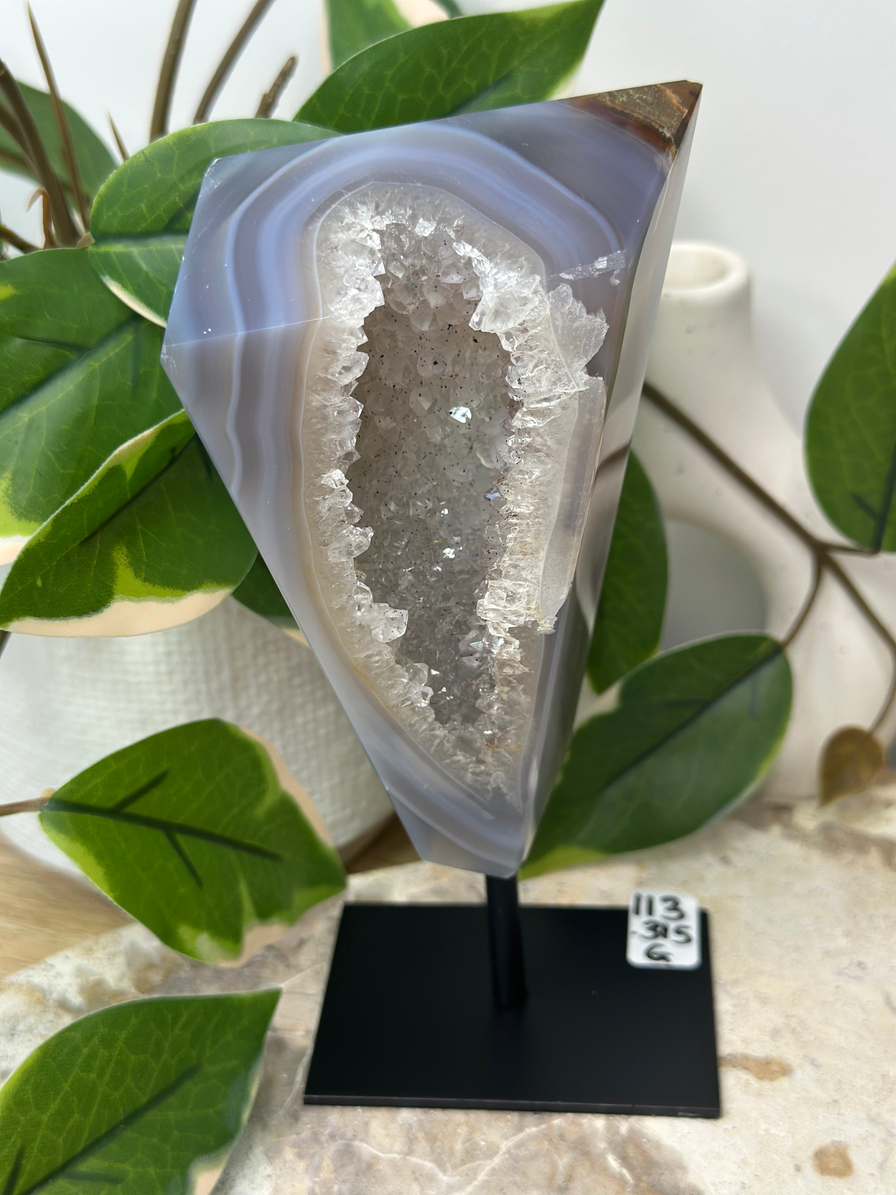 Druzy Agate Freeform On Stand #113