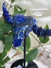 Load image into Gallery viewer, Lapis Lazuli Bull Head On Stand

