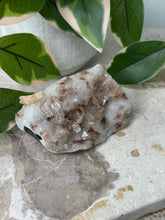 Load image into Gallery viewer, Hollow Red/Clear Apophyllite~Red Hematite~Peach Stillbite~Chalcedony Cluster #102B
