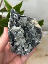 Load image into Gallery viewer, Glassy Green/Black Apophyllite~Peach Stillbite~Blue/Black/Green Chalcedony Cluster #158
