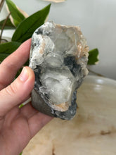 Load image into Gallery viewer, Glassy Green/Black Apophyllite~Peach Stillbite~Blue/Black/Green Chalcedony Cluster #190
