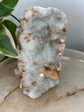 Load image into Gallery viewer, Hollow Red/Clear Apophyllite~Red Hematite~Peach Stillbite~Chalcedony Cluster #240
