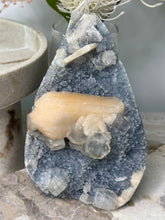 Load image into Gallery viewer, Sky Blue Chalcedony~Peachy Stillbite~Glass Apophyllite Cluster #400
