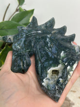 Load image into Gallery viewer, XL Moss Agate Unicorn Head
