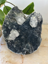 Load image into Gallery viewer, Blue~Black Chalcedony With Glass Apophyllite Cluster #355
