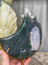 Load image into Gallery viewer, XXL Moss Agate Moon On Stand #275
