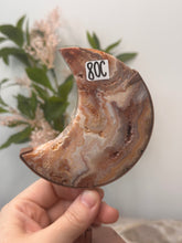 Load image into Gallery viewer, Pink Crazy Lace Agate Moon On Stand #80C
