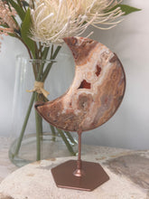 Load image into Gallery viewer, Pink Crazy Lace Agate Moon On Stand #80B
