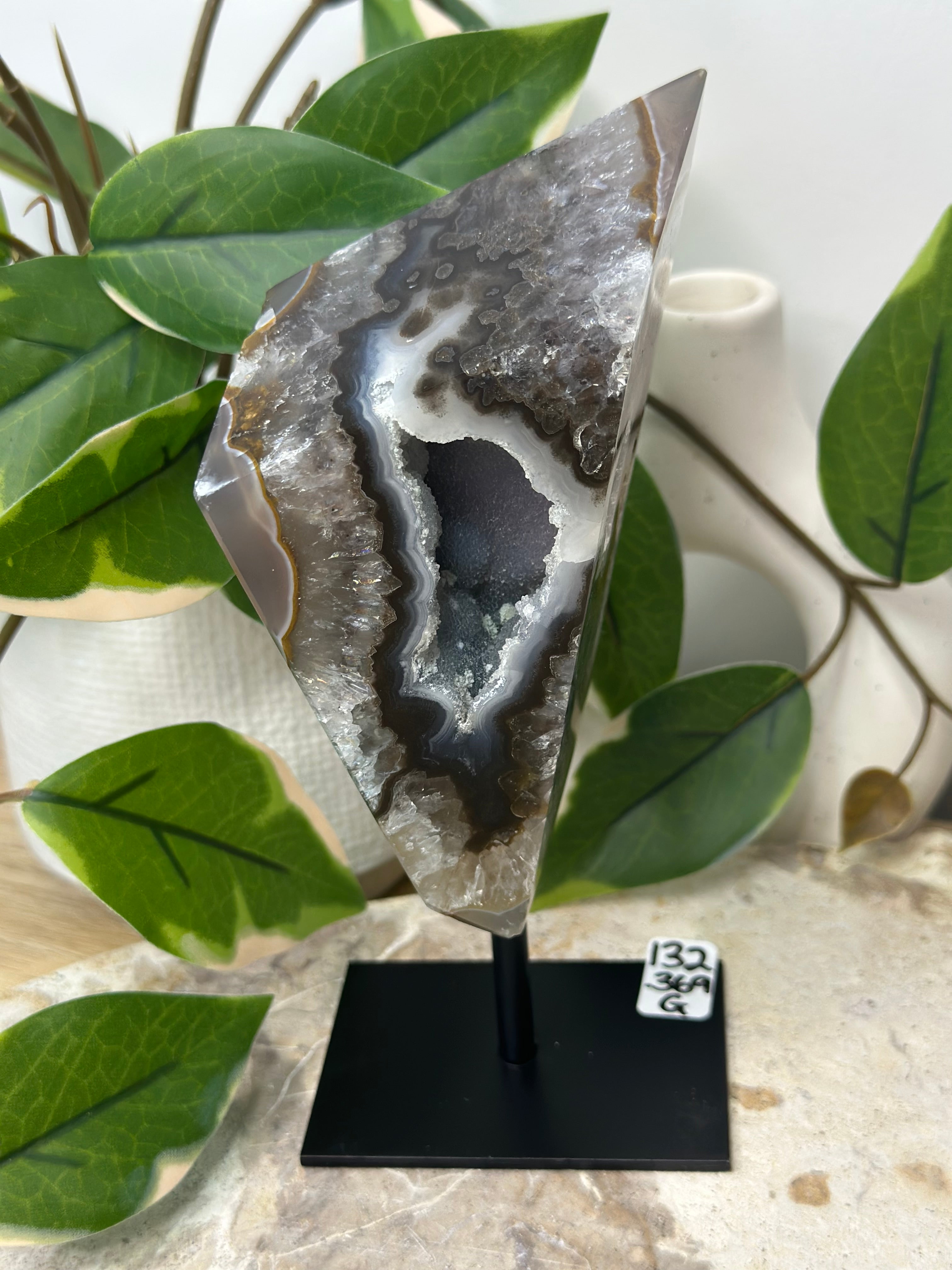 Druzy Agate Freeform On Stand #132