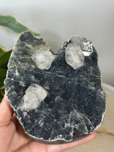 Load image into Gallery viewer, Blue~Black Chalcedony With Glass Apophyllite Cluster #355
