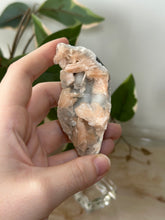 Load image into Gallery viewer, Sugary Peach Stillbite On Vibrant Blue Chalcedony Specimen #54

