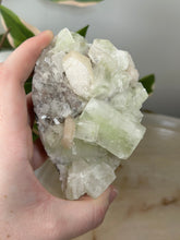 Load image into Gallery viewer, Green Apophyllite~Scolecite Sprays~Crystallised Pink/Red Stillbite~Dark Red Heulandite On a Red Chalcedony Base Cluster #117
