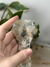 Load image into Gallery viewer, Glassy Green/Black Apophyllite Cubes~Peach Stillbite~Black/Silver Chalcedony Specimen #57C
