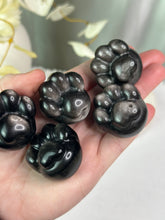 Load image into Gallery viewer, Silver Sheen Obsidian Puppy Paws
