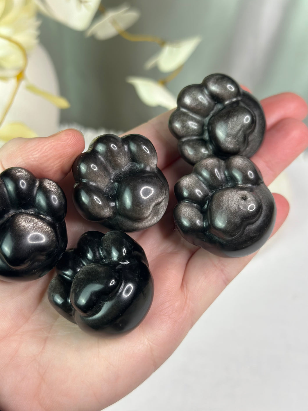 Silver Sheen Obsidian Puppy Paws