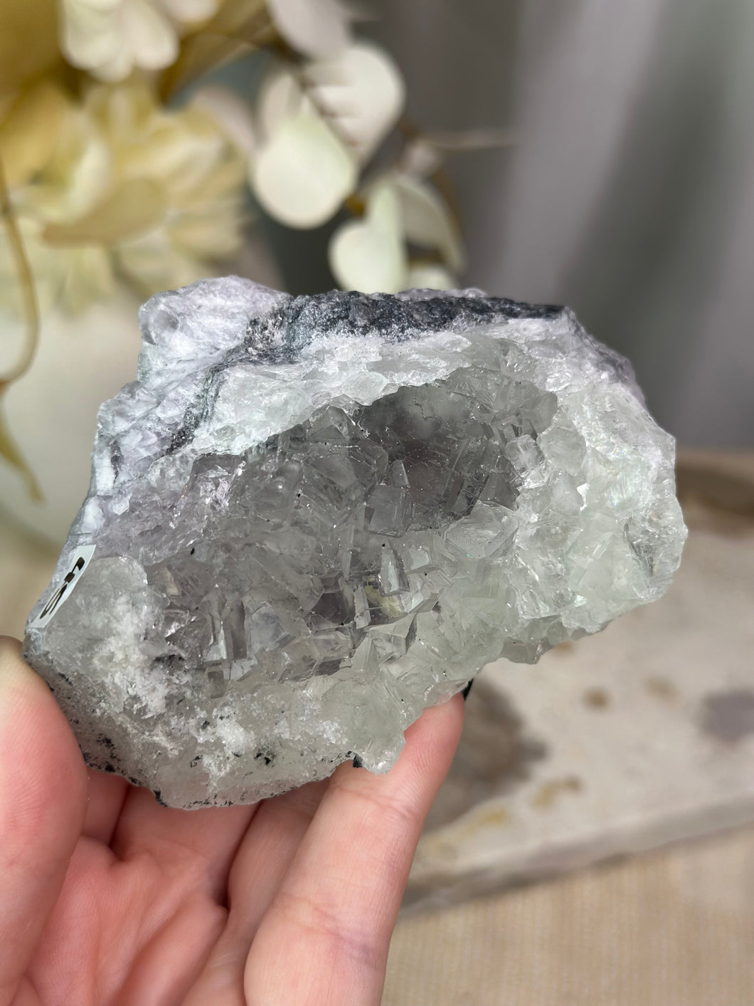Green Cubic Fluorite with Quartz Specimen #45