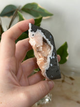 Load image into Gallery viewer, Sugary Peach Stillbite On Vibrant Blue Chalcedony Specimen #55
