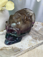 Load image into Gallery viewer, 1.4+ Kilo Fluorite Skull With Lizard
