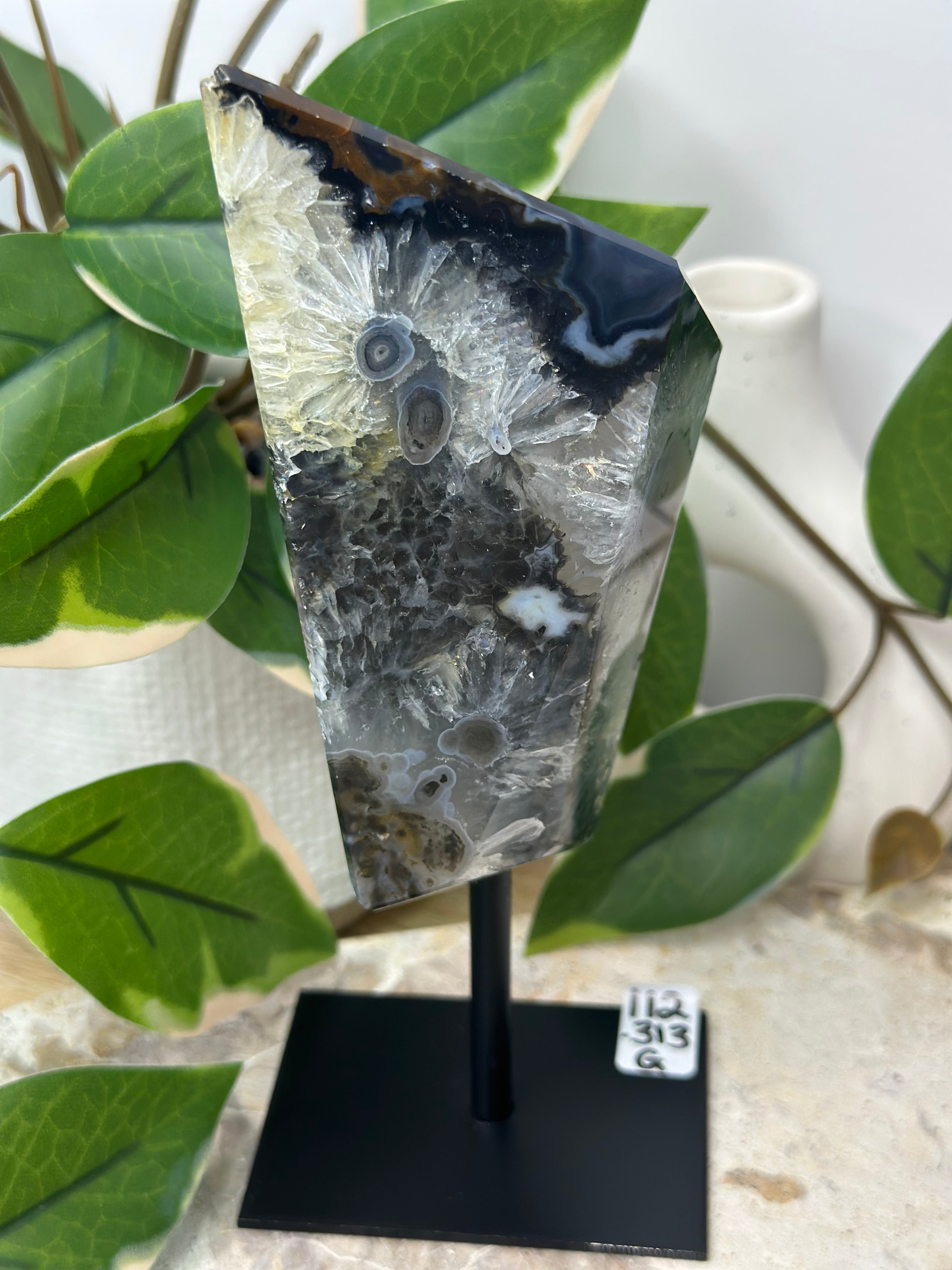 Druzy Agate Freeform On Stand #112
