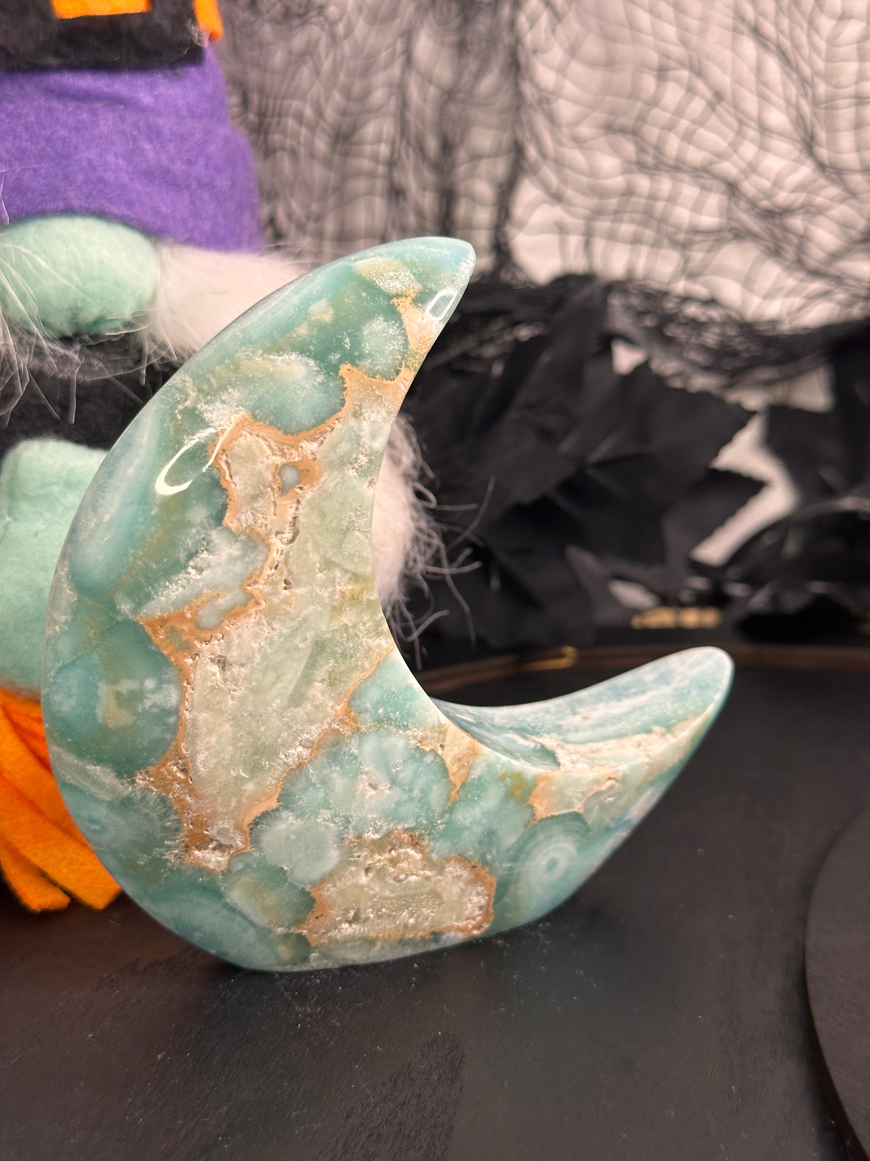 Blue Aragonite Standing Moon #80
