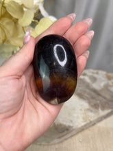Load image into Gallery viewer, Purple + Yellow Fluorite Palmstone
