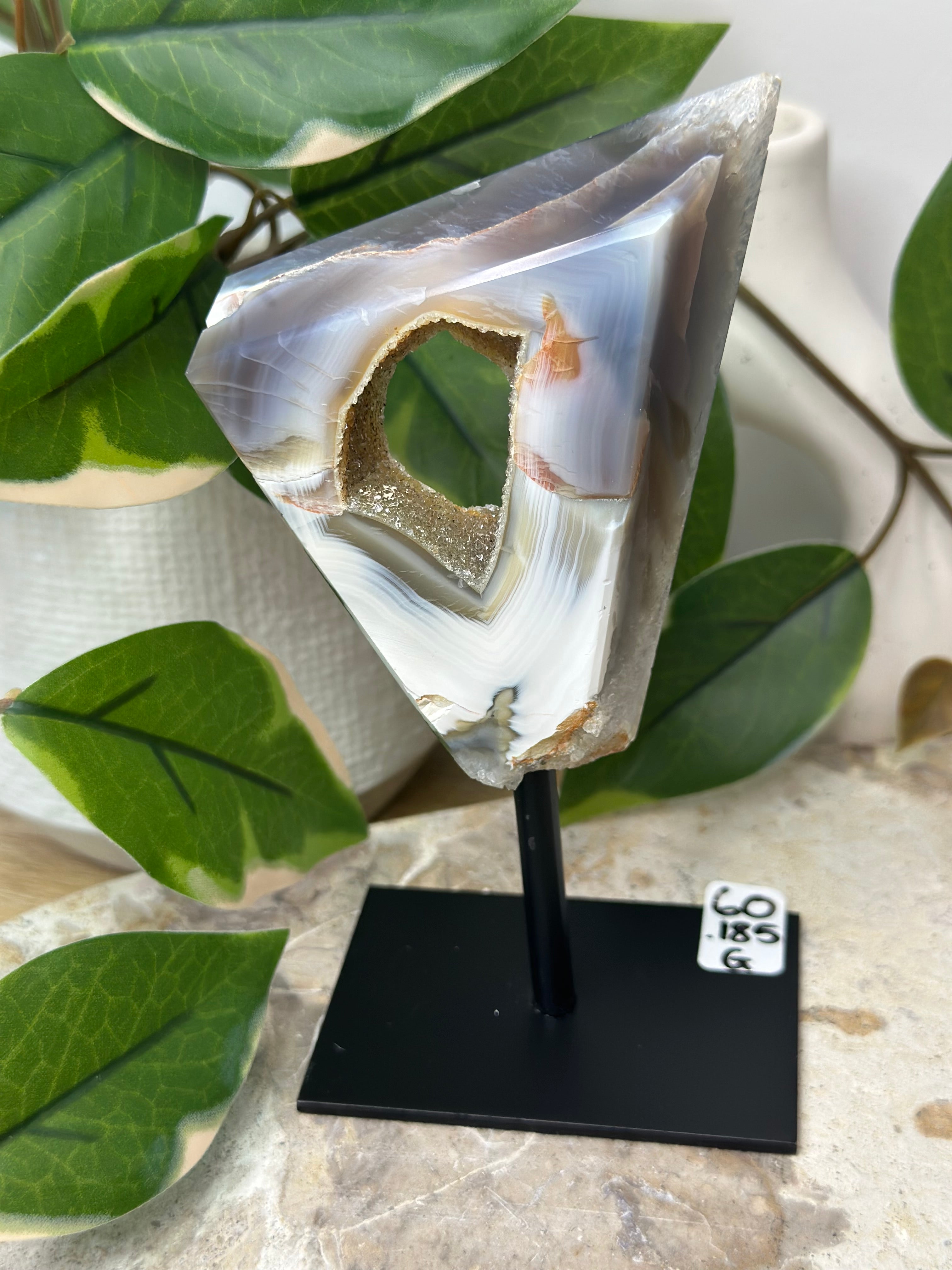 Druzy Agate Freeform On Stand #60