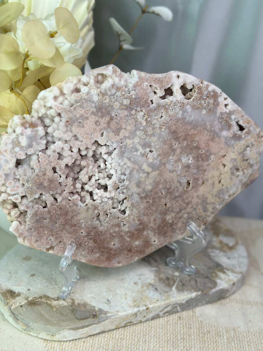 XXXL Pink Amethyst Slab On Stand