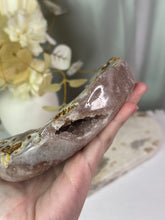 Load image into Gallery viewer, Pink Amethyst Moon On Stand #105
