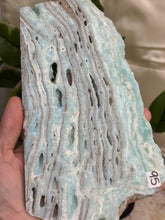 Load image into Gallery viewer, XL Blue Aragonite Slab On Stand
