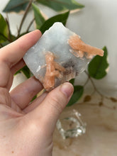 Load image into Gallery viewer, Sugary Peach Stillbite On Vibrant Blue Chalcedony Specimen #61

