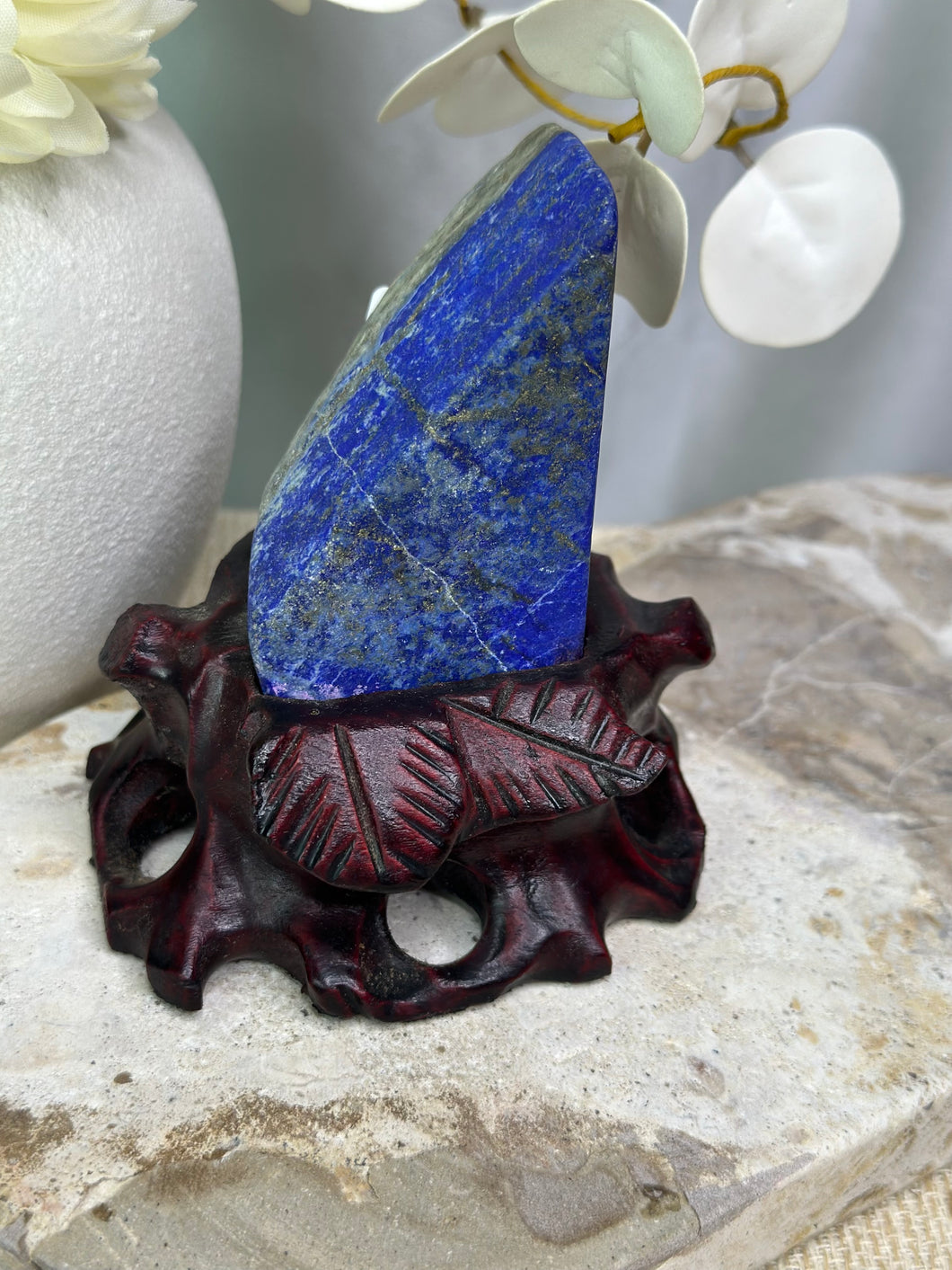 Lapis Lazuli Raw On Wooden Stand #44C