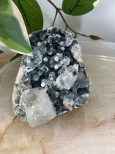 Load image into Gallery viewer, Glassy Green/Black Apophyllite~Peach Stillbite~Blue/Black/Green Chalcedony Cluster #125
