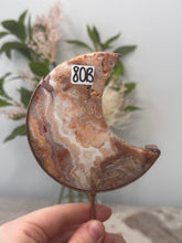 Load image into Gallery viewer, Pink Crazy Lace Agate Moon On Stand #80B
