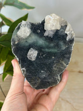 Load image into Gallery viewer, Blue~Black Chalcedony With Glass Apophyllite Cluster #244
