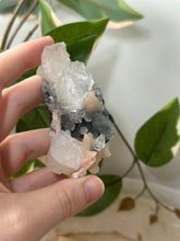 Load image into Gallery viewer, Glassy Green/Black Apophyllite Cubes~Peach Stillbite~Black/Silver Chalcedony Specimen #45
