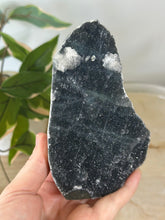Load image into Gallery viewer, Blue~Black Chalcedony With Glass Apophyllite Cluster #205

