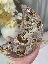 Load image into Gallery viewer, Pink Amethyst Moon On Stand #105
