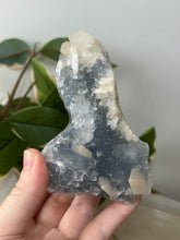 Load image into Gallery viewer, Glass Apophyllite~Peach Stillbite~Sugary Blue/Silver Chalcedony Cluster #96
