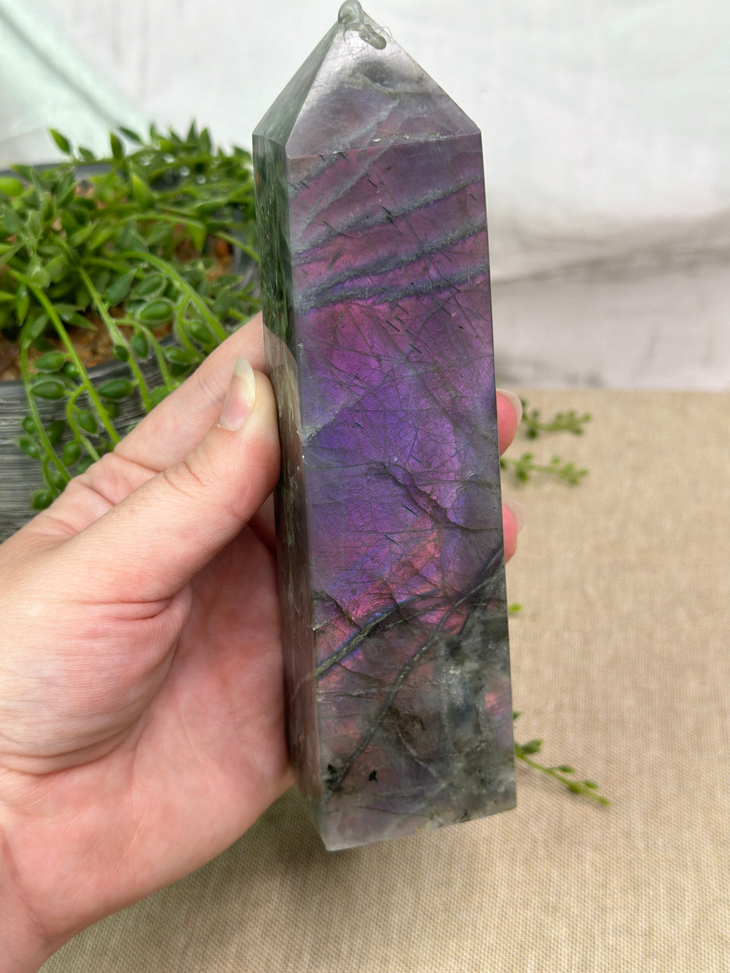 XL Purple Flash Labradorite Tower