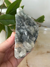 Load image into Gallery viewer, Glassy Green/Black Apophyllite~Peach Stillbite~Blue/Black/Green Chalcedony Cluster #105
